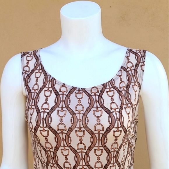 None Tops - Equestrian Horsebit Sleeveless Stretchy Travel Tank Top Shirt Shell Small S